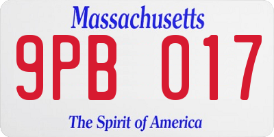 MA license plate 9PB017