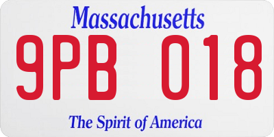 MA license plate 9PB018