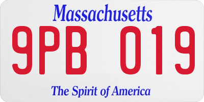 MA license plate 9PB019