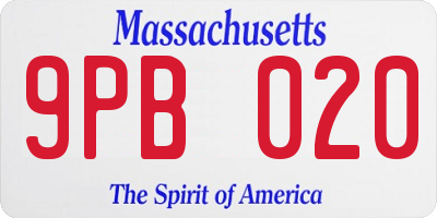 MA license plate 9PB020