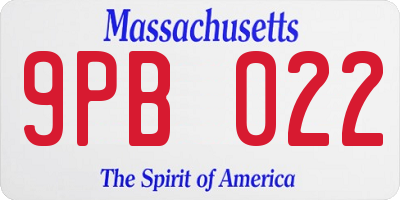 MA license plate 9PB022