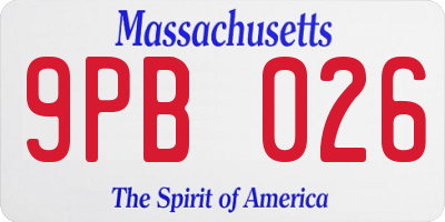 MA license plate 9PB026