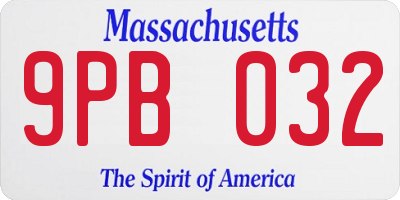 MA license plate 9PB032