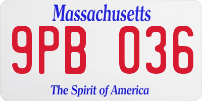 MA license plate 9PB036