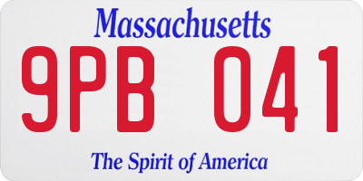 MA license plate 9PB041