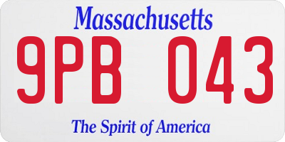 MA license plate 9PB043
