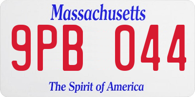 MA license plate 9PB044
