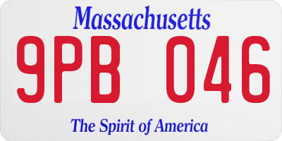 MA license plate 9PB046