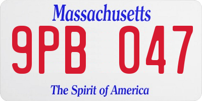 MA license plate 9PB047