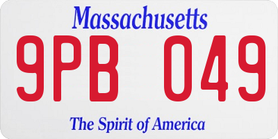 MA license plate 9PB049