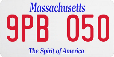 MA license plate 9PB050