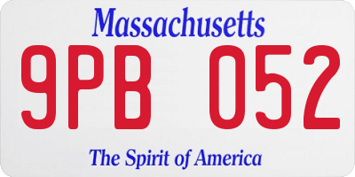 MA license plate 9PB052