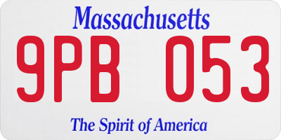 MA license plate 9PB053