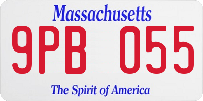 MA license plate 9PB055