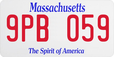 MA license plate 9PB059