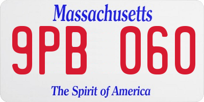 MA license plate 9PB060