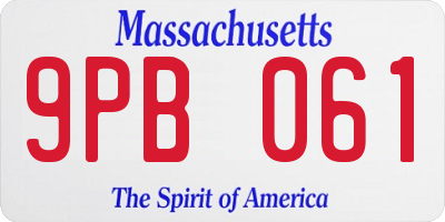 MA license plate 9PB061