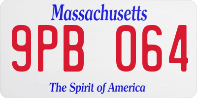MA license plate 9PB064
