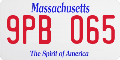 MA license plate 9PB065