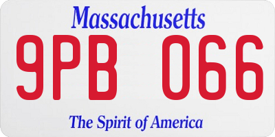 MA license plate 9PB066