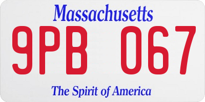 MA license plate 9PB067