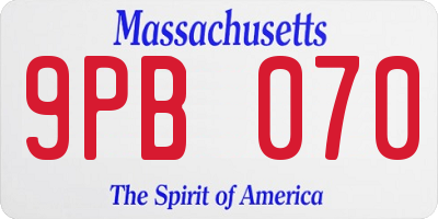 MA license plate 9PB070