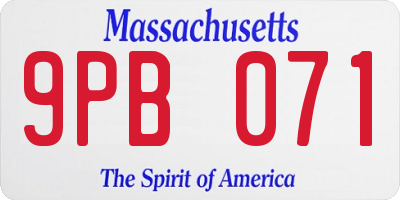 MA license plate 9PB071
