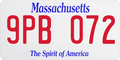 MA license plate 9PB072