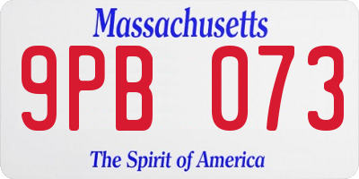 MA license plate 9PB073