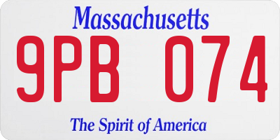 MA license plate 9PB074