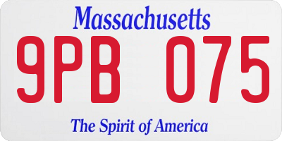 MA license plate 9PB075