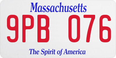MA license plate 9PB076
