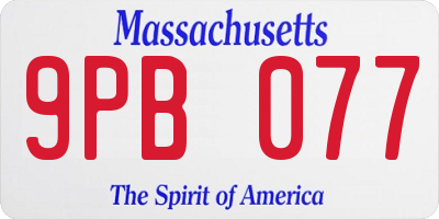 MA license plate 9PB077