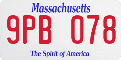 MA license plate 9PB078