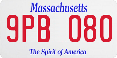 MA license plate 9PB080