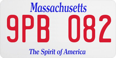 MA license plate 9PB082