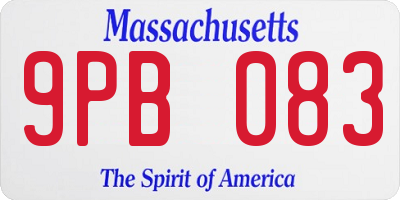 MA license plate 9PB083