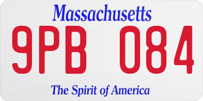 MA license plate 9PB084