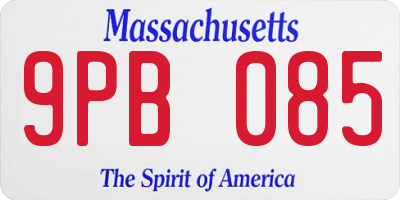 MA license plate 9PB085