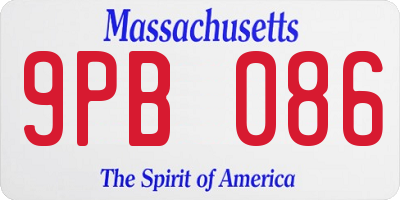 MA license plate 9PB086