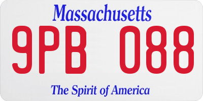 MA license plate 9PB088