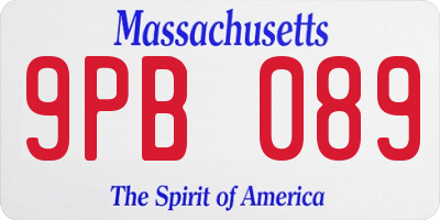 MA license plate 9PB089