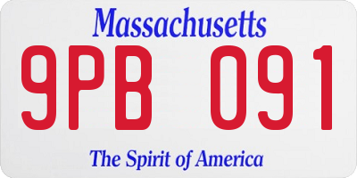MA license plate 9PB091