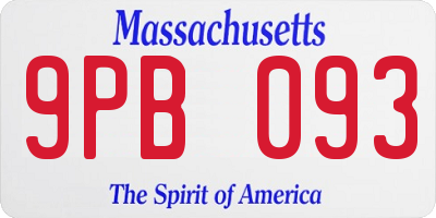 MA license plate 9PB093