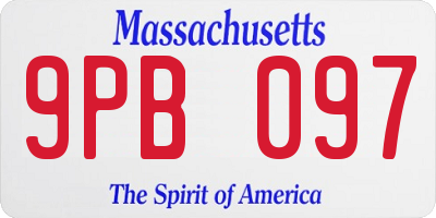 MA license plate 9PB097