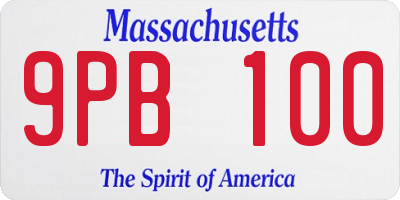 MA license plate 9PB100