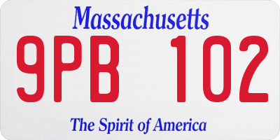 MA license plate 9PB102