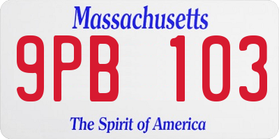MA license plate 9PB103