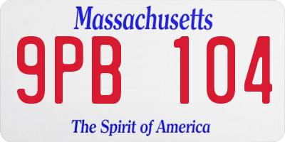 MA license plate 9PB104