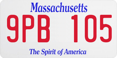 MA license plate 9PB105